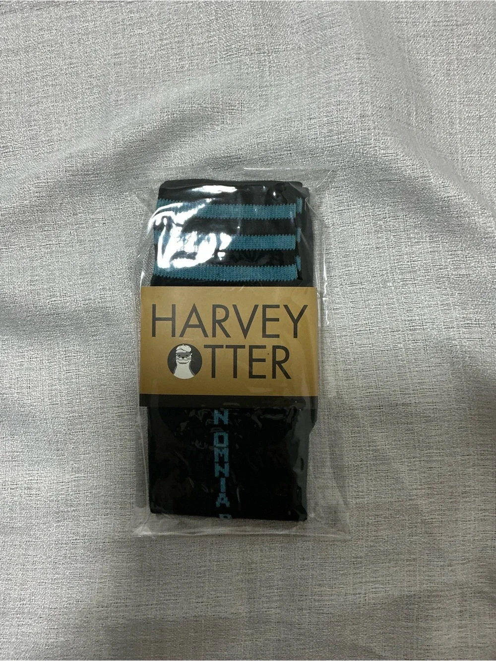 Harvey Otter unisex/Women’s Novelty Crew Socks with Teal Stripes size 6-11 NWT